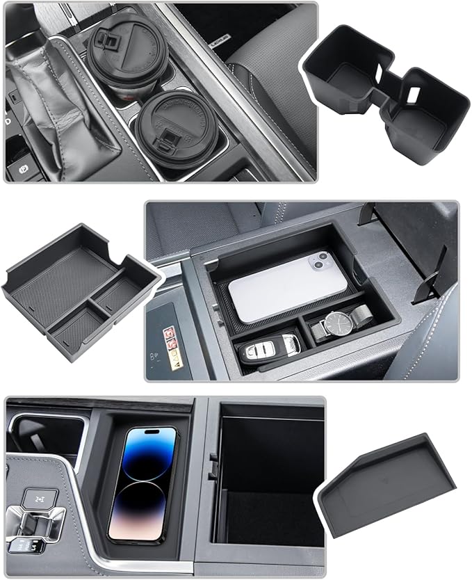CDEFG 3PCS for 2024 2025 2026 Lexus GX 550 Center Console Organizer Tray for 2024-2026 Lexus GX550 Accessories Middle Console Cup Holder Wireless Charing Pad Storage Box(Not for Cool Box)