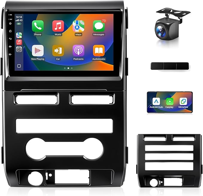 8Core Car Radio for Ford F150 2009 to 2012 XL XLT, 9inch Touchscreen Stereo, Wireless Apple CarPlay & Android Auto, Mirrorlink, 5G WiFi GPS, FM RDS, EQ DSP, Back-Up Camera, SWC, 2G+32G