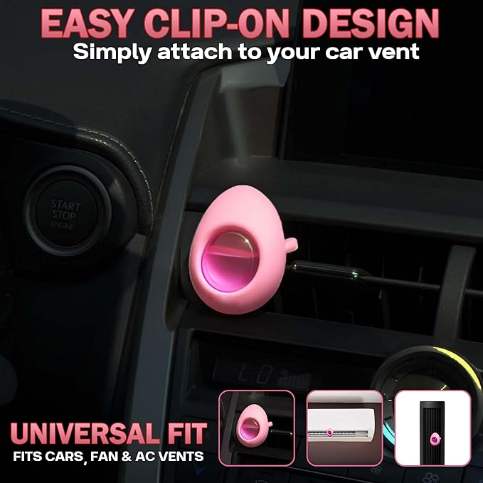 Air Jungles Car Air Freshener Vent Clip Honey Peach Scent, Pink Edition, 6 Pack (4ml Each), Long-Lasting Sweet Fruit Fragrance & Odor Eliminator, Up to 180 Days