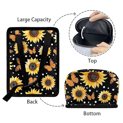 Sunflower Butterfly Car Trash Can Auto Garbage Bag with Lid Leak-Proof Car Storage Bag Garbage Bag Hanging for Headrest Portable Vehicle Backseat Organizer