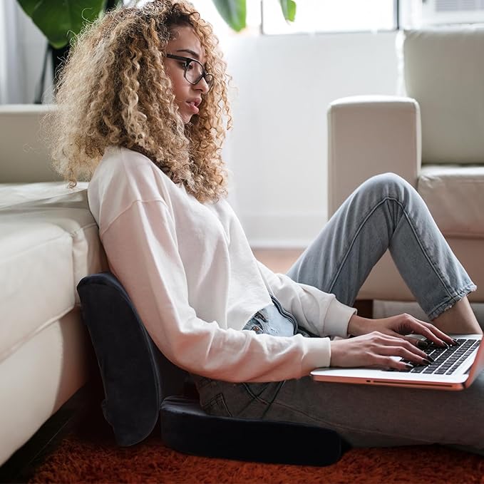 QUTOOL Seat Cushion and Lumbar Support Set for Office Chair โ Supports Lower Back & Hips for Long Sitting Comfort, Helps Maintain a Comfortable Sitting Position, Ergonomic Memory Foam, Washable Cover