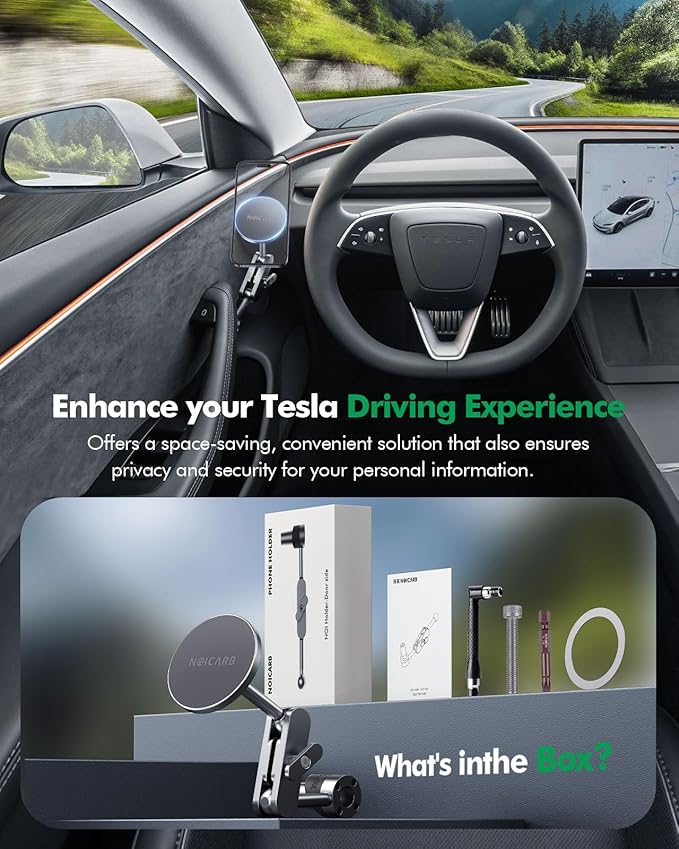 Mag-Safe Phone Mount for Tesla Model 3 2024 2025 – Exclusive Door-Install Magnetic Car Mount for iPhone 16/15/14/13/12, Accessories for Tesla Model 3 Highland
