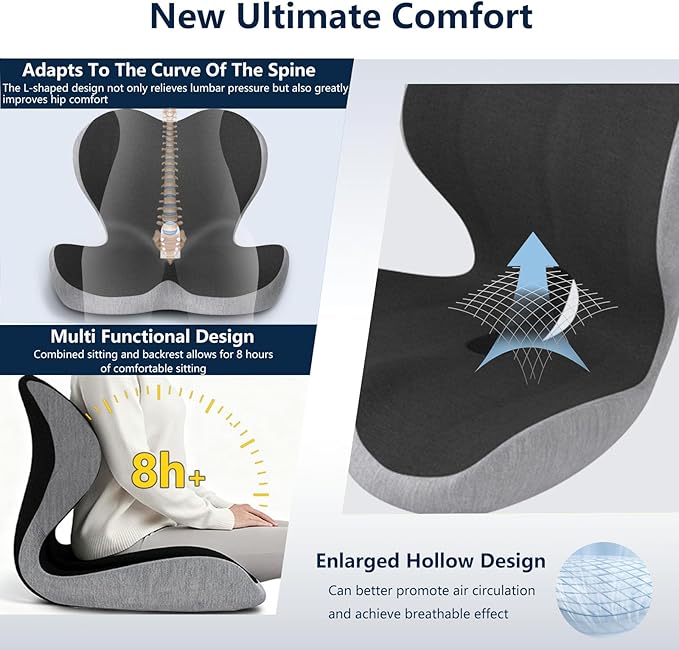 Car Seat Cushion for Long Driving, Office Chair Cushion, Memory Foam Seat Cushion Effectively Increase Height by 3.94 Inch, Car Seat Cushion for Back Pain Sciatica Tailbone Pain Relief.