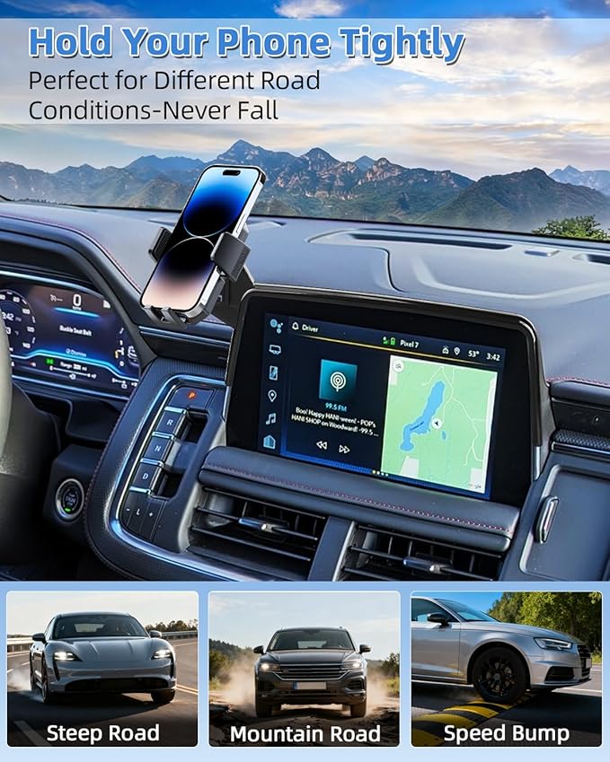 PZK Car Phone Mount for 2021-2024 Chevy Chevrolet Tahoe/Suburban/GMC Yukon/GMC Yuhon XL LT/Z71/RST/High Country Accessories 10.2-inch Screen Auto Lock Car Phone Holder Not Affect Vent