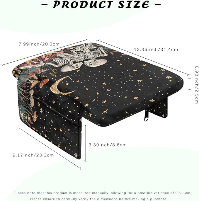 Tupalatus Skull Car Console Cover Car Accessories Mushroom Decor Armrest Cushion Cover Pad Water-Resistant Soft Comfy Armrest Covers Universal Fit for Cars SUV Pick-up Truck
