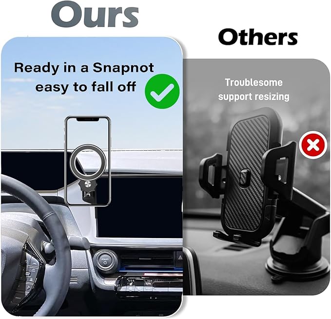 Car Phone Holder for Toyota Prius 2023 2024 2025 2026 Accessories Apply to 12.3 Inch Touch Screen Fixed Clip Magnetic Cell Phone Mount Hands-Free 360 Degree Rotation