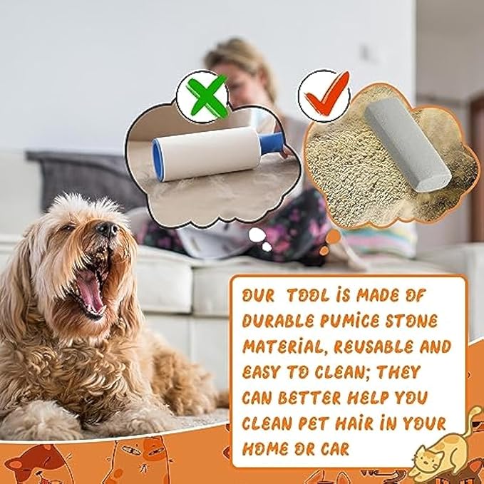 Abbylike 3 Pcs Pet Hair Remover Pumice Stone Car Pet Hair Removal Tool for Bedding Carpet Couch Furniture Cleaning (6.1 x 2.56 x 1.4 Inch,Gray)