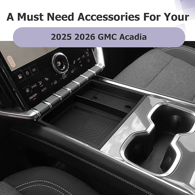 LUWU 2025 2026 Acadia Center Console Organizer Compatible with 2024-2026 GMC Acadia Elevation/AT4 Accessories Under Screen Organizer Storage Tray ABS Material (Not for Denali Trim)