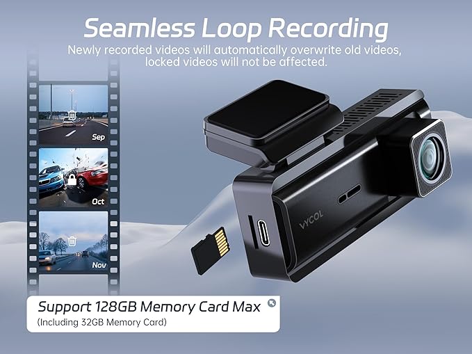 Dash Cam 2.5K WiFi, Dash Camera for Cars with 32GB Card, Mini Dashcam Car Camera, WDR Night Vision,Voice Control, 24H Parking Mode, Support 128GB Max, Front Camera Only