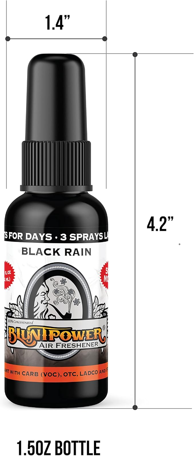 BluntPower 1 Ounce Bottle Oil Based Concentrated Air Freshener and Oil for Burner, Black Rain (Pack of 3)
