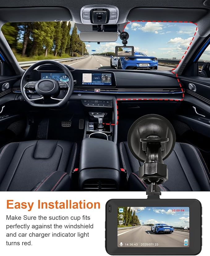 Dash Cam Front Car Camera, FHD 1080P Dashcam for Cars, Dash Camera with 32G SD Card, 24 Hours Parking Monitor, Night Vision, Loop Recording, G-Sensor, 3'' IPS Screen, 170°Wide Angle