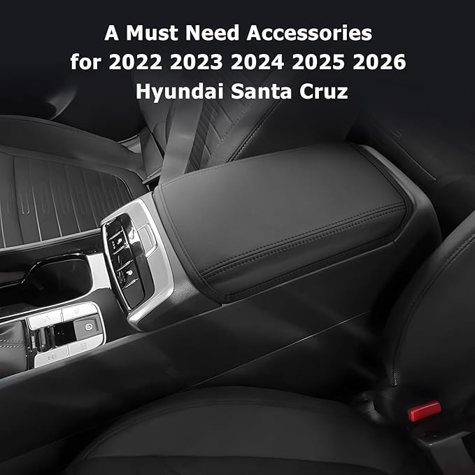 LUWU 2025 2026 Santa Cruz Center Console Cover Compatible with 2022 2023 2024 2025 2026 Santa Cruz Accessories Armrest Cover Center Console Pad Armrest Console Cover (Thin Black)