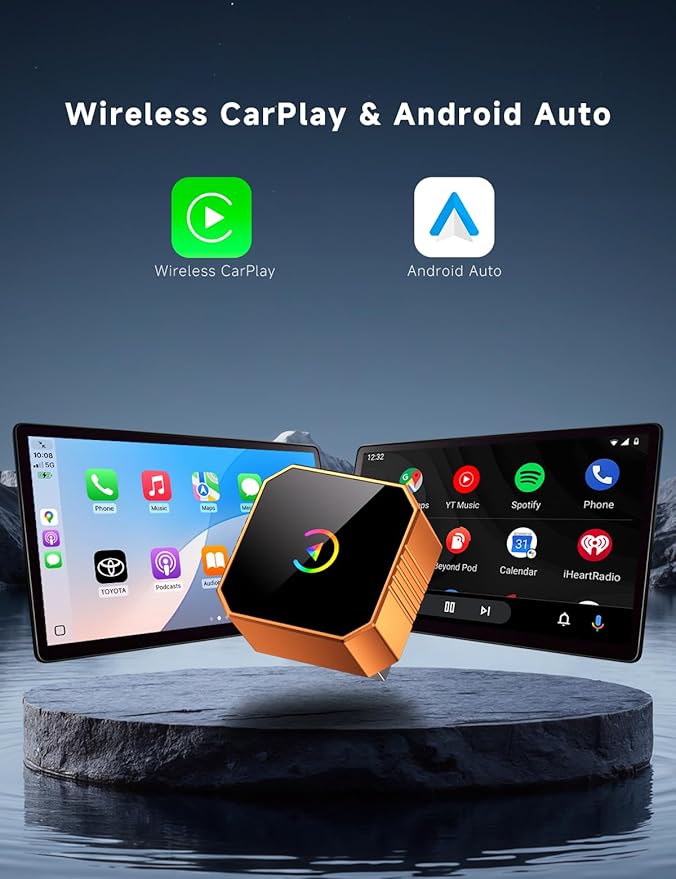 2026 Upgraded Wireless CarPlay Adapter for iPhone๏ผAndroid, Car Play Mini Wired to Wireless Adapter for CarPlay ๏ผAndroid Auto 2 in 1 Plug and Play Stable Connection & No Latency for iPhone iOS 10+