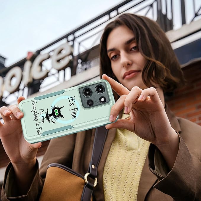 for Moto G 2025 Case Women - Compatible with MagSafe Cute Girls Magnetic Protective Phone Cover Cool Kawaii Girly Cat Heavy Duty Shockproof Design for Motorola Moto G 5G 2025 Cases