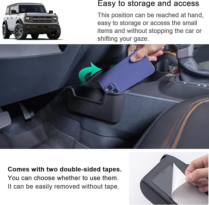 TOPINSTALL New Gear Shifter Organizer Compatible with 2021-2025 2026 Ford Bronco, Center Console Gear Side Storage Box Tray Interior Accessories for Bronco 2/4-Door (Not for Bronco Sport)