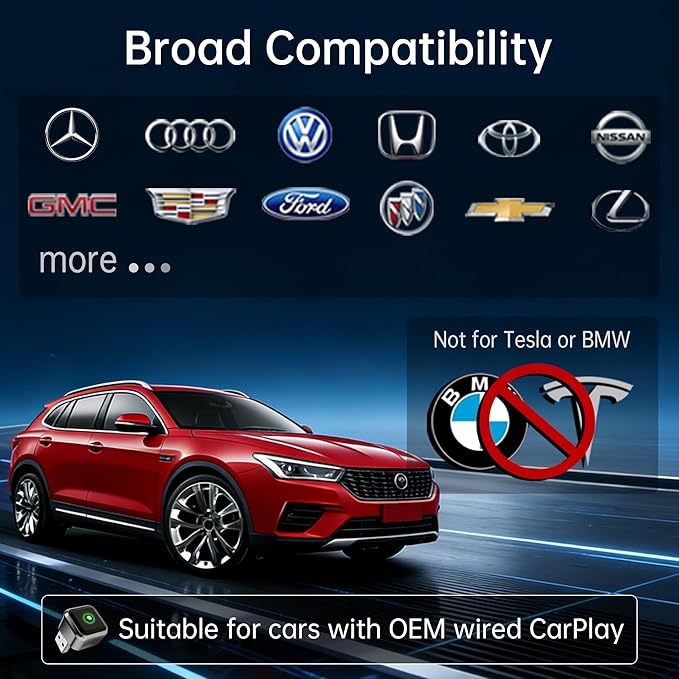 Wireless CarPlay Adapter for iPhone 2026 Upgrade, OEM-Level Stability with Lightning-Fast Instant Connection, One-Tap Device Switching, Ultra-Compact Design, for Cars with Factory Wired CarPlay
