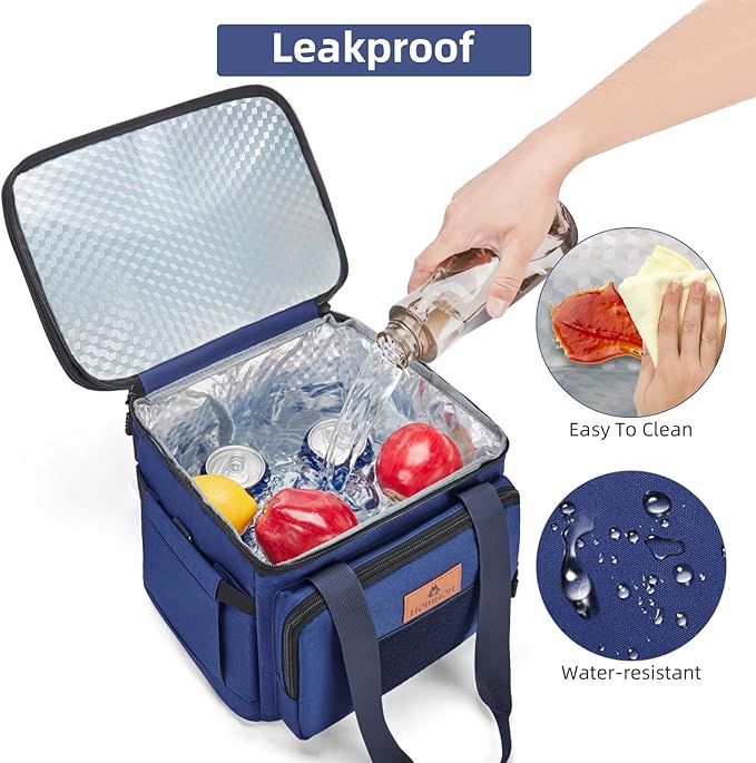 HSHRISH Lunch Box for Men, Expandable Insulated Large Lunch Bag, Heavy Duty Waterproof Leakproof Tactical Cooler Bag for Men Work Outdoor Picnic Day Trips, 24 Can/16 L, Blue