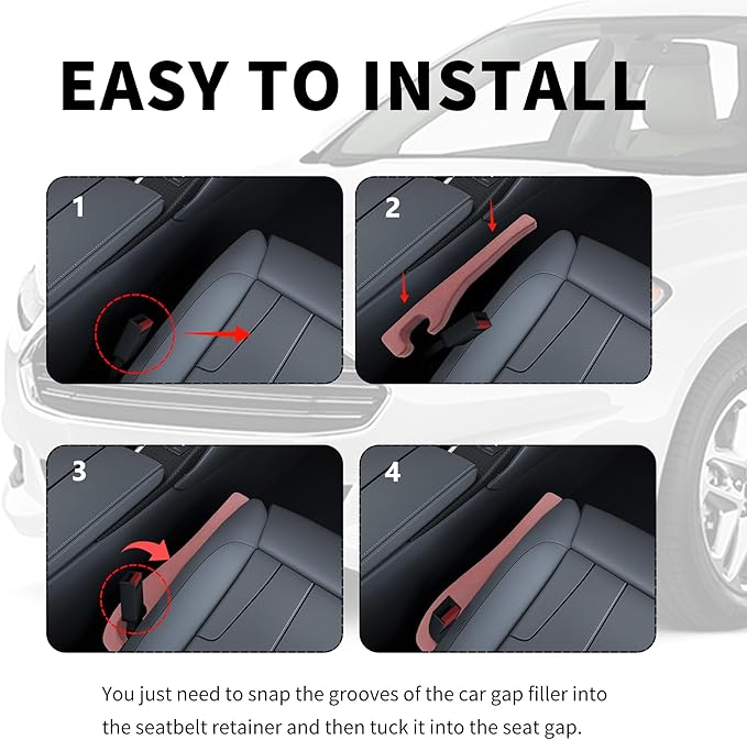 New Car Seat Gap Filler 2 Pack,Flexible Seat Gap Filler Strip to Avoid Dropping Items,Universal in Between Car Seats Catcher/Console Catcher for Cars Accessories Interior