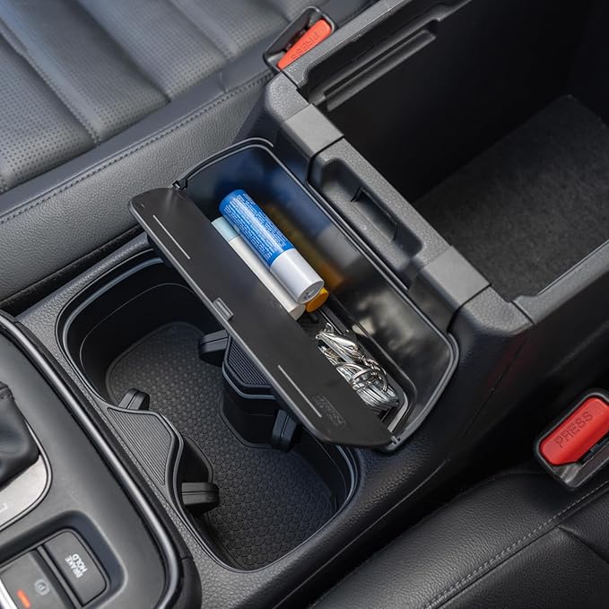 PIMCAR Center Console Hanging Box Compatible with 2023-2026 Honda CRV Hidden Compartment with Lid Premium ABS Plastic Armrest Storage Tray Accessories