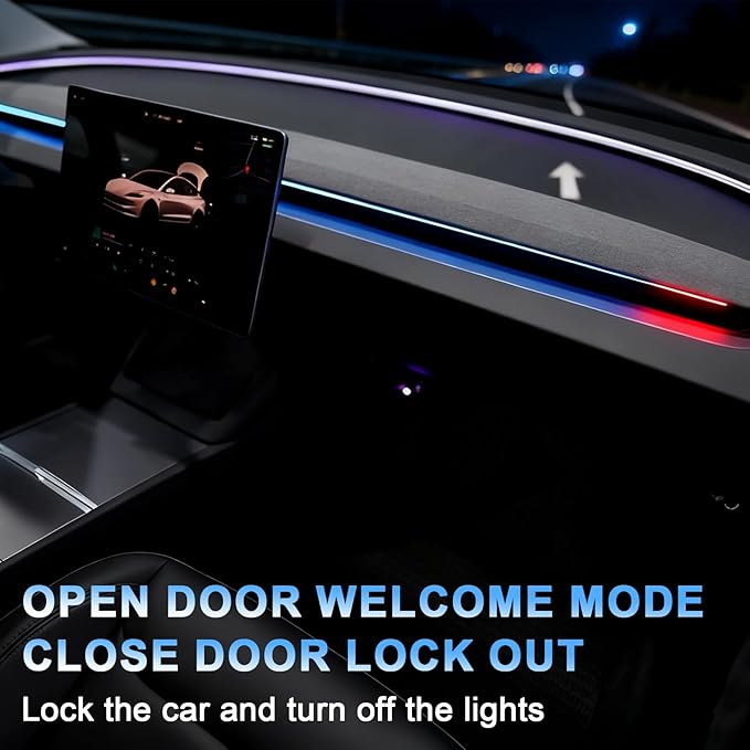 Tesla Juniper Smart Blind Spot Detection Ambient Lighting for Tesla Y Juniper 2026, Plug-and-Play, Custom Color Modes Dynamic Safety Alerts & Driving Mode Effects Neon Light Kit (Juniper)