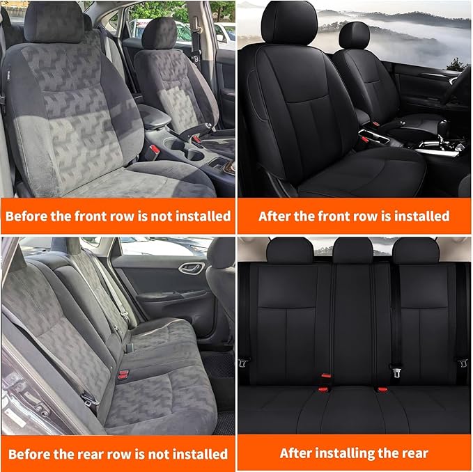 AOMSAZTO Custom Fit Seat Covers for Nissan Altima: 2013 2014 2015 2016 2017 2018 S SV SR 2017-2018 SL Waterproof Car Seat Covers Full Set Faux Leather Black