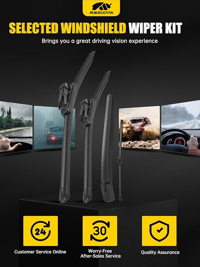 MIKKUPPA 26"/22"/11"/13" Windshield Wiper Blades - Replacement for 2011-2023 Ford Explorer - Original Factory Quality Front and Rear Wipers Blade Set for My Car - Pinch Tab (Pack of 4)