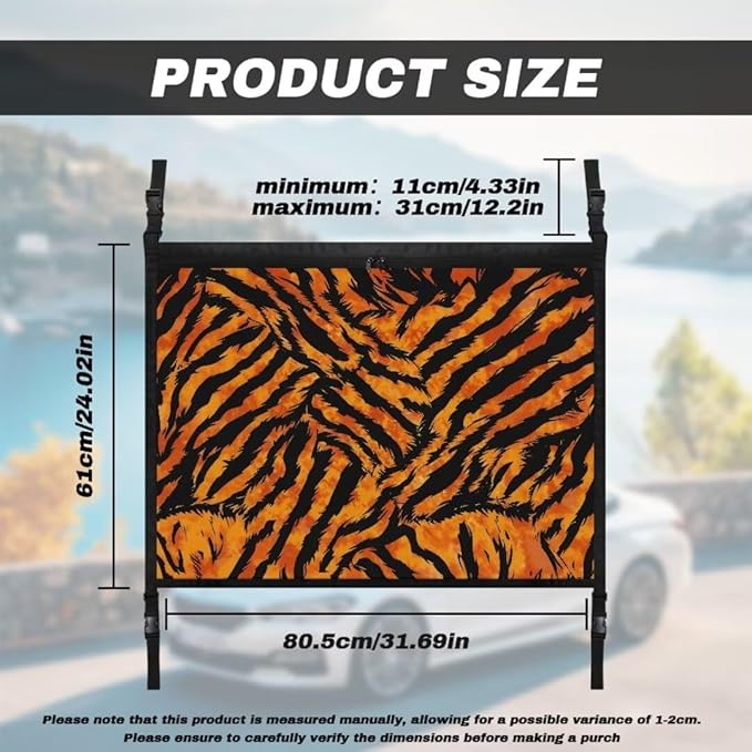 Tiger Stripes Car Roof Storage Bag Auto Seat Storage Hanging Bag All Car Storage Organizers Vehicle Passenger Seat Organization and Storage for Kids Adults