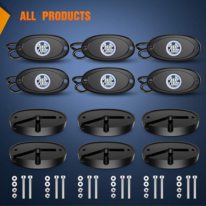 Nilight LED Rock Light 6PCS Underglow Wheel Well Pods Waterproof Exterior Underbody Roof Rack Side Lamps for Car Truck Pickups ATV UTV SUV Motorcycle Boat, Blue Color