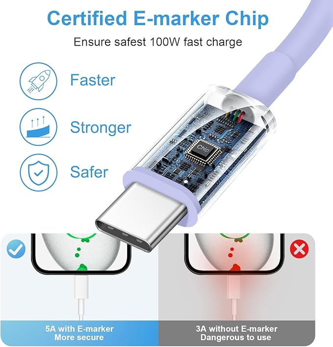 iPhone 17 16 15 Charger Fast Charging 3+3Pack Type C Charger USB C Chargers Block with 10FT Cable for iPhone Air/17/17 Plus/17 Pro/17 Pro Max/16/16 Plus/16 Pro/16 Pro Max/15/15 Pro Max (Purple)