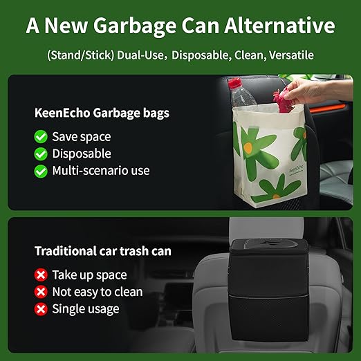 Disposable Car Garbage Bin Bags, Vomit Trash Bags made with Recycled HDPE for Boat, Plane, Travel, Camping, Bedroom, Study Room, Office and Car, 20 pcs