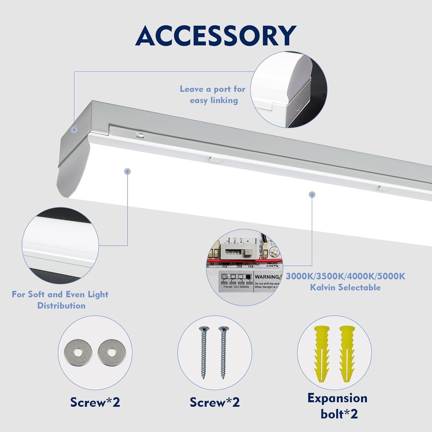 4PK 4FT LED Shop Light - 4 In 1 LED Wraparound Light Fixture, Hanging or Surface Mount for Garage, Office, Kitchen