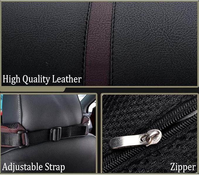 Car Seat Neck Support Pillow,PU Soft Leather + Memory Foam,Head Support Pillow Cushion Pad for Driving Headrest Relax,with Adjustable Strap