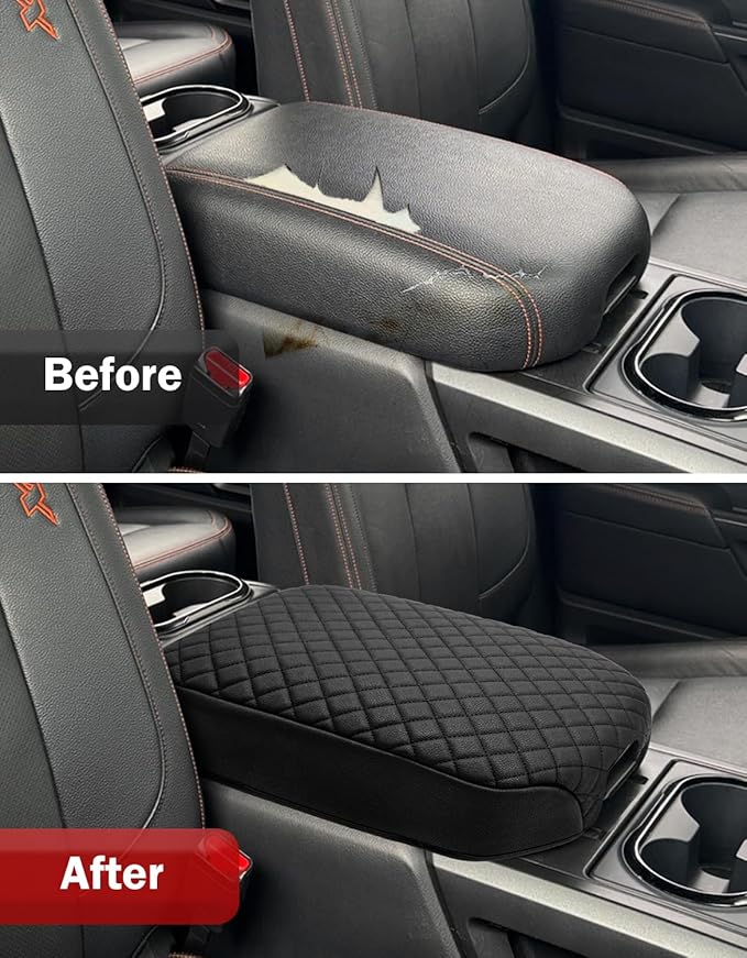 KBH Center Console Armrest Cover for Nissan Titan 2016-2024, Vinyl Leather Car Middle Console Lid Protector Arm Rest Cushion, Anti-Scratch, Black (ONLY for Bucket Seat Console)
