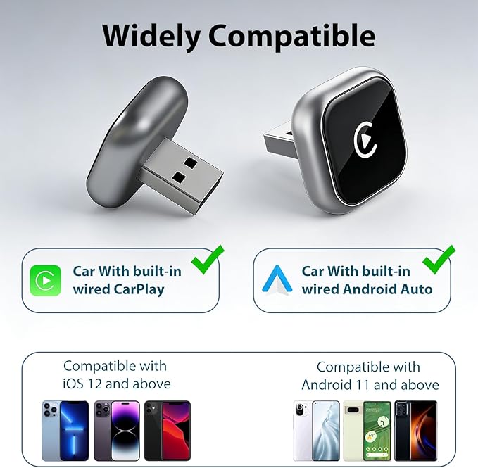 Sunweyer 2026 Latest Wireless CarPlay & Android Auto Dongle 2 in 1 Auto Connect Box,USB Type-C Port,Supports Online Updates Wired to Wireless Adapter (S40) (S42)