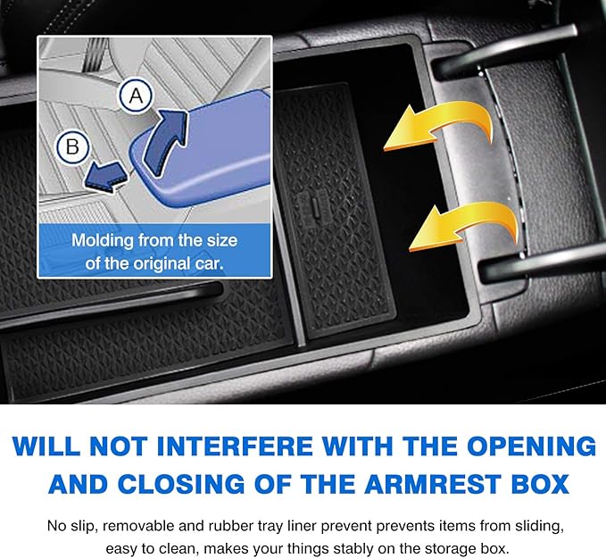Autorder Center Console Organizer for 2021 2022 2023 2024 2025 2026 Kia K5 GT Line Accessories Armrest Storage Box Secondary Insert Tray with Black Mat