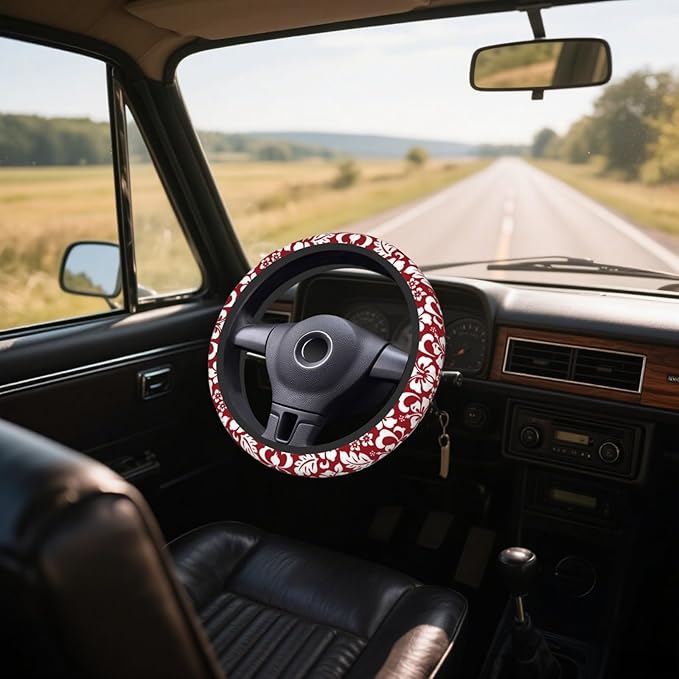 Steering Wheel Cover Accessories Neoprene Cover, Breathable Non-Slip Easy to Install Suitable for Women Men, 14.5-15.5 Inch for Car SUV Van Truck Universal - Artistic Flower