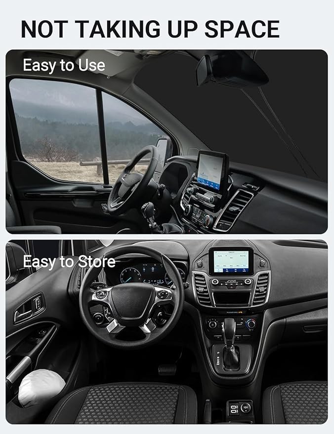 Proadsy Windshield Sun Shade for 2015-2025 2026 Ford Transit 4-Layer Foldable Front Sunshade Protector Sun Visor Blocks UV Rays Keep Car Cooler