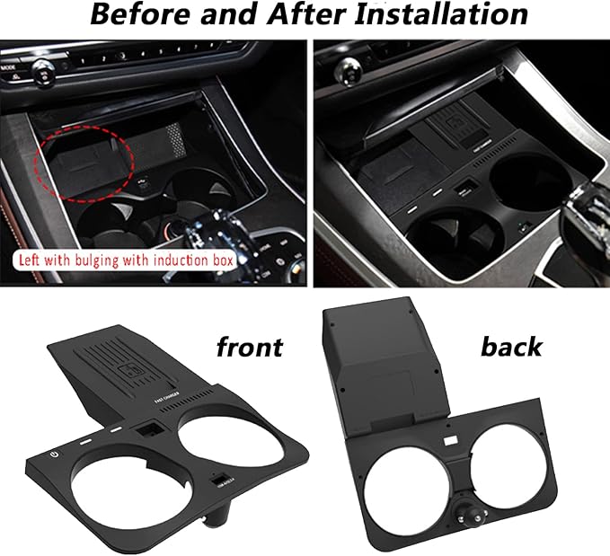 Wireless Car Charger Compatible with BMW X5 X6 X5M X6M X7 2020-2023 F85/F86 Center Console Accessory Panel, 15W Qi Fast Charging with USB QC3.0 Ports