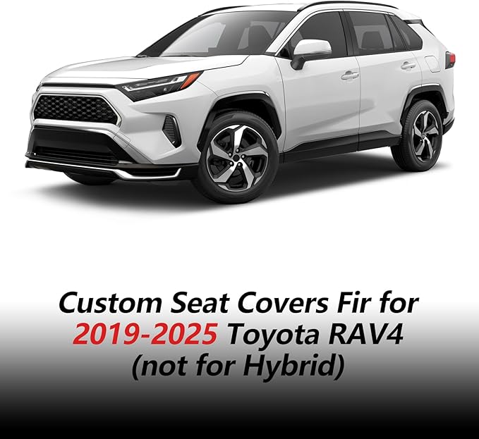 Car seat Covers Compatible with Toyota RAV4 2019-2024 2025 LE XLE XLE Premium Limited Automotive Cushion Protector Replacement,Compatible with Airbag. Waterproof Faux Leather(2 Front, Black)