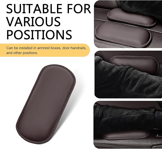 WZP 2PCS Car Door Armrest Pads, Soft Leather+Memory Foam Car Knee Pads, Arm Rest Elbow Cushion with One-Piece Molding, Universal Car Interior Accessories for Arm Support Protect (Brown)