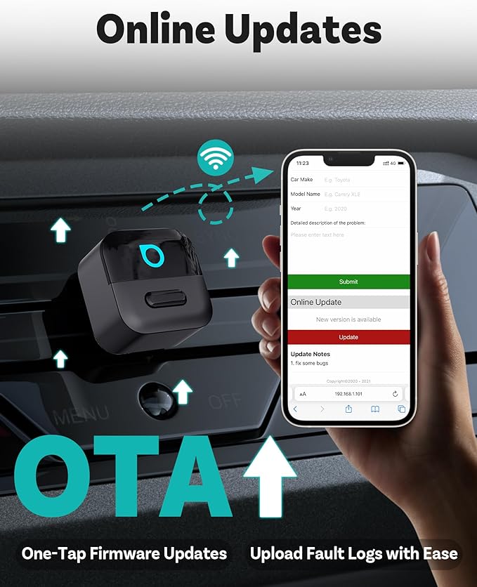 OTTOCAST Mini Pico 2026 Wireless CarPlay Adapter for iPhone & Android – Plug and Play Android Auto Adapter, Fast Connection, Small & Space-Saving
