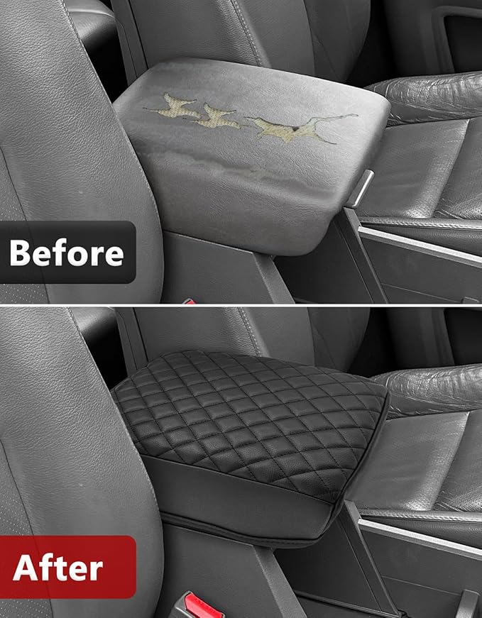 KBH Center Console Armrest Cover for Honda Ridgeline 2006 2007 2008 2009 2010 2011 2012 2013 2014, Middle Console Lid Cushion Pad Protector, Vinyl Leather Interior Accessories, Anti-Scratch, Black