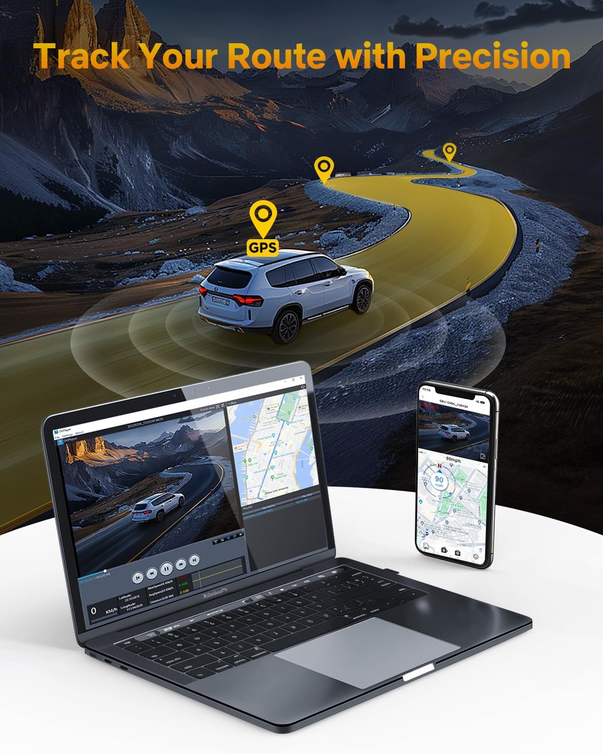 GKU Dash Cam Front and Rear, 4K 60fps+2.5K Dashcam,STARVIS Sensor, HDR, 5G WiFi GPS, 24H Parking Mode, Night Vision, 170°Wide Angle, Dash Camera for Cars with 1.47 Display, 64G SDcard (Black)