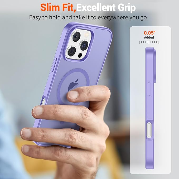 SUPFINE Magnetic for iPhone 16 Pro Case (Compatible with MagSafe) (Military Grade Drop Protection) Slim Translucent Matte Shockproof with Anti-Fingerprint Phone Case,Purple