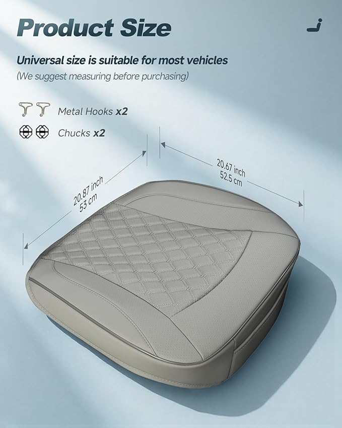 West Llama PU Leather Car Seat Cover Fit Winter,Breathable Bottom Seat Covers for Cars for Heated Seats,Universal Fits 90% Cars,SUVs,Sedans,21.26 × 20.86 Inch(1Piece-Gray)