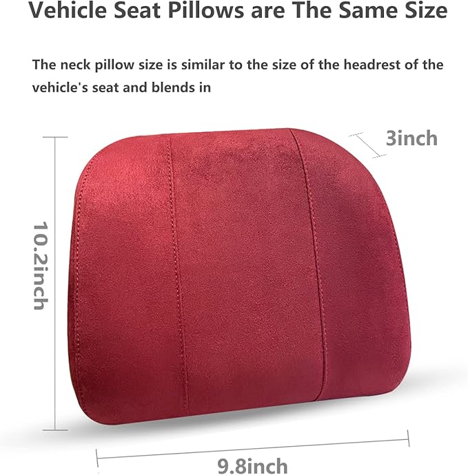 Car Neck Pillow Headrest, Memory Foam Car Headrest Pillow,Headrest Pillow for Car Relax Head Muscles and Relieve (Wine red)