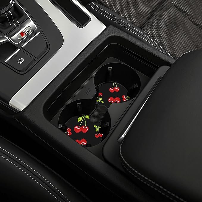 Cherry Hearts Red Steering Wheel Cover - Cherry Hearts Red Steering Wheel Cover Car Women Breathable Universal for 14-15 Inch Anti-Slip 2 Pieces Car Coasters for Men Women