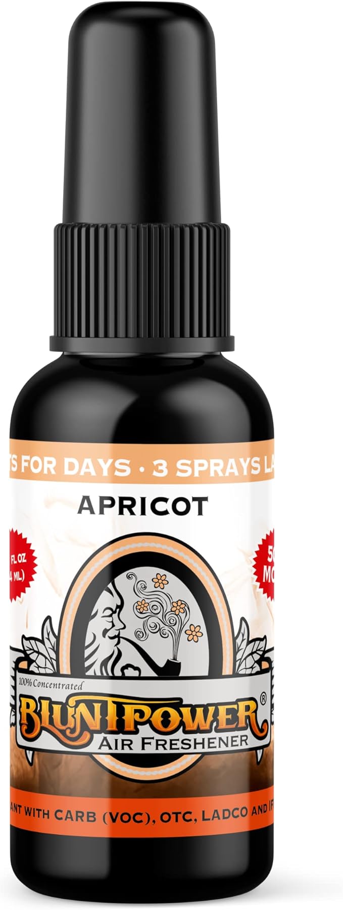 3 Pack BluntPower 1 Ounce Bottle Air Freshener Oil Based Concentrate and Oil for Burner - Apricot