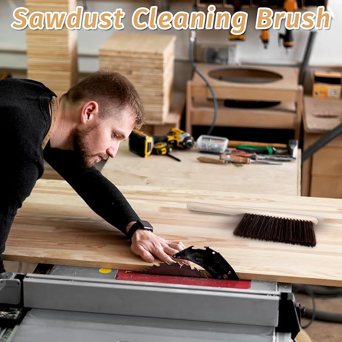 8 Pieces Hand Broom Brush Woooden Dust Brush Bulk Bench Brushes with Long Wood Handle Soft Bristle Whisk Broom Hand Held for Counter Bed Sofa Bench Car Fireplace Clothes Household Cleaning
