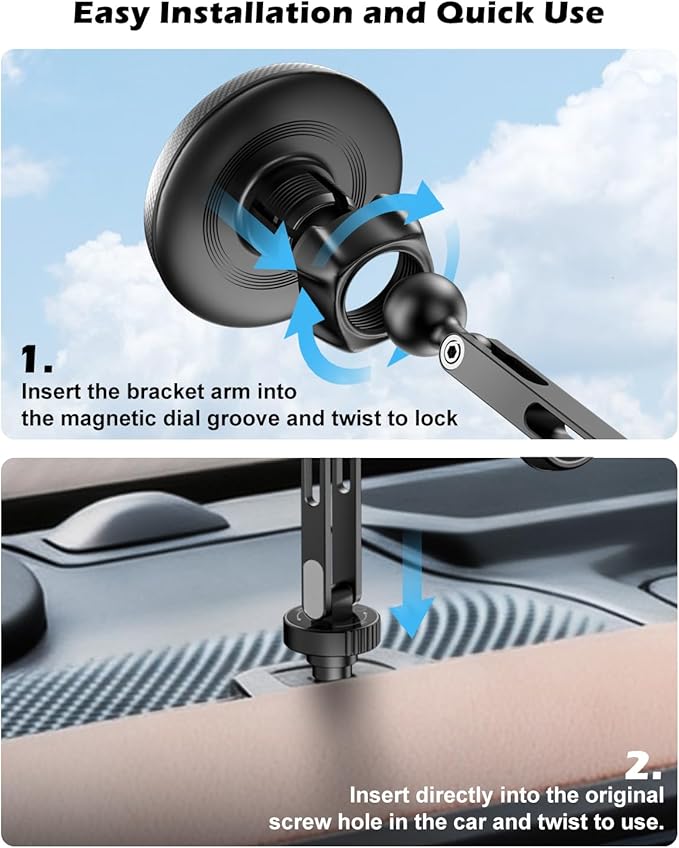 CloudValley Ford Bronco Phone Mount 2021-2026 2/4 Door, Magnetic Phone Holder with Aluminum Alloy, 360° Adjustable Off-Road Stable, No Drill No Damage Easy Install, Compatible with iPhone 17-12
